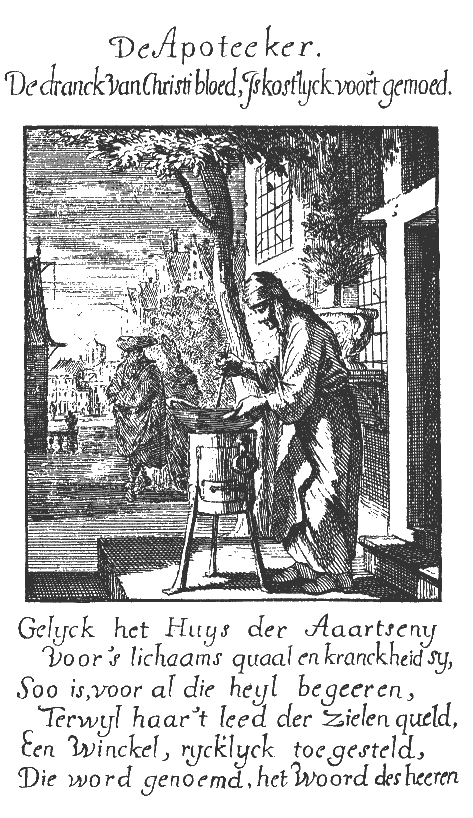 Gravure: Apotheeker